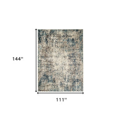 9' x 12' Blue Abstract Power Loom Area Rug