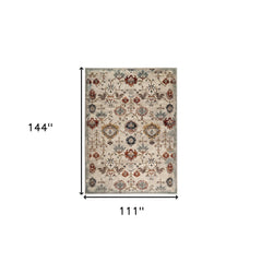 9' x 12' Beige Oriental Power Loom Area Rug