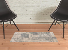 2' x 3' Light Blue Abstract Power Loom Area Rug
