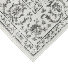 2' x 3' Light Gray Floral Power Loom Area Rug With Fringe