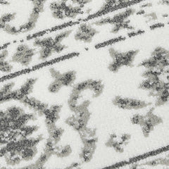 2' x 3' Light Gray Floral Power Loom Area Rug With Fringe