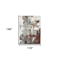9' x 12' Rust Abstract Power Loom Area Rug