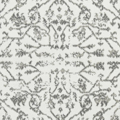 9' x 12' Light Gray Floral Power Loom Area Rug With Fringe