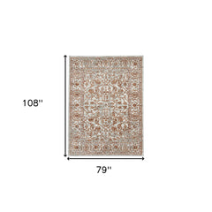 6' x 9' Orange Floral Power Loom Area Rug With Fringe