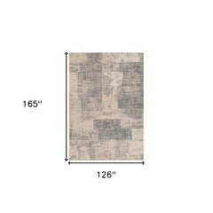 10' x 14' Light Blue Abstract Power Loom Area Rug