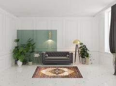 5' x 7' Red Medallion Power Loom Area Rug