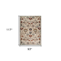 8' x 10' Beige Oriental Power Loom Area Rug