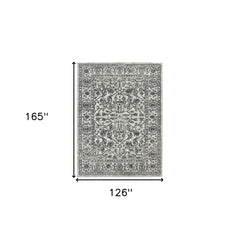 10' x 14' Gray Floral Power Loom Area Rug