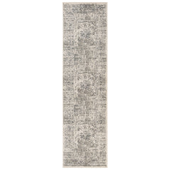 10' Gray Medallion Power Loom Runner Rug