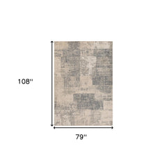 6' x 9' Light Blue Abstract Power Loom Area Rug