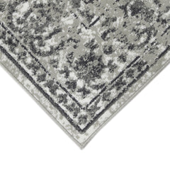 5' x 7' Gray Floral Power Loom Area Rug