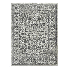 5' x 7' Gray Floral Power Loom Area Rug