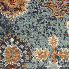5' x 7' Teal Blue Oriental Power Loom Area Rug With Fringe