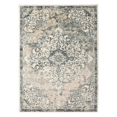 8' x 10' Beige and Blue Medallion Power Loom Area Rug
