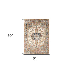 5' x 7' Ivory Medallion Power Loom Area Rug