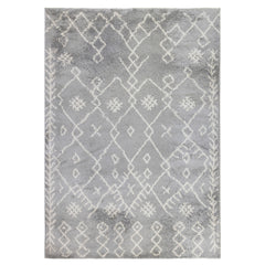 10' Gray and Ivory Geometric Shag Runner Rug