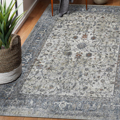 10' x 14' Gray and Ivory Oriental Power Loom Area Rug