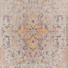 10' x 14' Yellow and Ivory Oriental Power Loom Distressed Area Rug