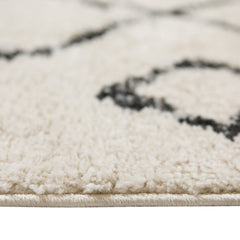 10' Gray and Ivory Geometric Shag Runner Rug