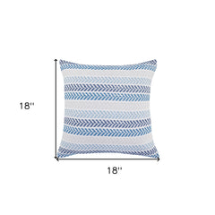 Set of Two 18" X 18" Blue Beach Chevron Cotton Zippered Pillow