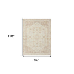 8' x 10' Beige Abstract Washable Non Skid Area Rug