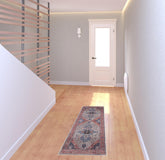 6' Red and Ivory Oriental Power Loom Distressed Washable Non Skid Runner Rug