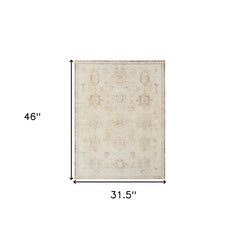 2' x 3' Beige Abstract Washable Non Skid Area Rug
