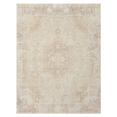 8' x 10' Beige Medallion Washable Non Skid Area Rug