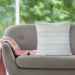 Set of Four 18" X 18" Blue Beach Chevron Cotton Zippered Pillow