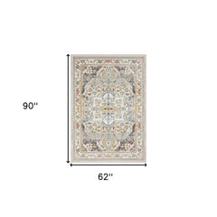 5' x 7' Ivory Abstract Area Rug