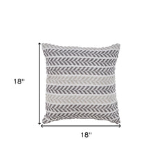 Set of Two 18" X 18" Gray Beach Chevron Cotton Zippered Pillow