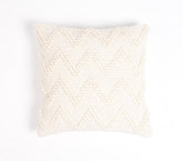 18" X 18" Off White Chevron Cotton Blend Pillow Cover With Texture