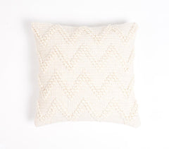 18" X 18" Off White Chevron Cotton Blend Pillow Cover With Texture