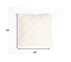 18" X 18" Off White Chevron Cotton Blend Pillow Cover With Texture