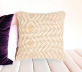 18" X 18" Beige and Ivory Zigzag Cotton Pillow Cover With Texture