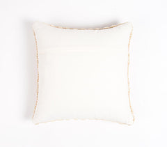 18" X 18" Beige and Ivory Zigzag Cotton Pillow Cover With Texture
