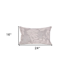 16" X 24" Natural and Ivory Botanical Linen Zippered Pillow With Embroidery