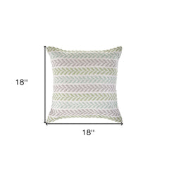 Set of Two 18" X 18" Green Beach Chevron Cotton Zippered Pillow