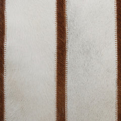 20" X 20" Brown and Ivory Striped Faux Leather Zippered Pillow
