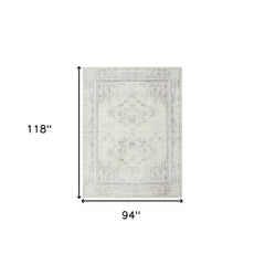 8' x 10' Gray Medallion Washable Non Skid Area Rug