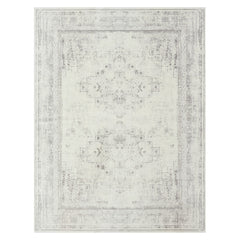 8' x 10' Gray Medallion Washable Non Skid Area Rug