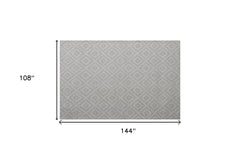 9' x 12' Ivory Wool Geometric Hand Woven Area Rug