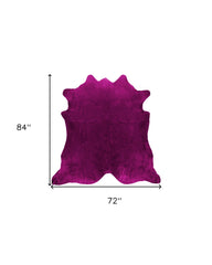 6' x 7' Purple Cowhide Hand Knotted Area Rug