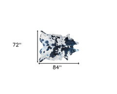 6' x 7' Black and White Cowhide Hand Knotted Area Rug