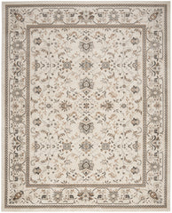 9' x 12' Cream Floral Distressed Area Rug