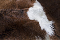 2' x 3' Brown and White Cowhide Hand Tufted Area Rug