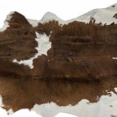 2' x 3' Brown and White Cowhide Hand Tufted Area Rug
