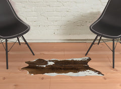 2' x 3' Brown and White Cowhide Hand Tufted Area Rug