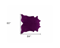 5' x 7' Purple Cowhide Hand Knotted Area Rug