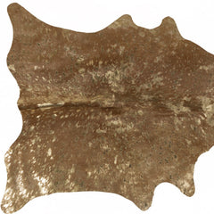 5' x 7' Gold and Brown Cowhide Hand Knotted Area Rug